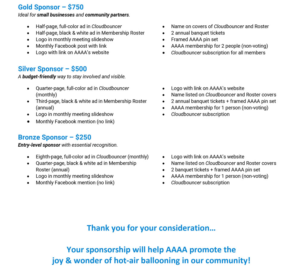 FY2026 Sponsorship Packages
